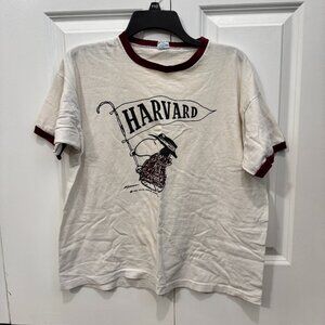 VINTAGE HARVARD SNOOPY PEANUTS T-SHIRT 100% COTTON MADE IN USA